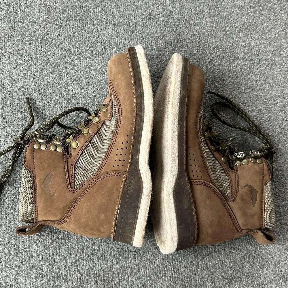 Simms Wading‎ Boots Mens 6 Brown Nubuck Mesh Felt Sole Non Slip Fishing